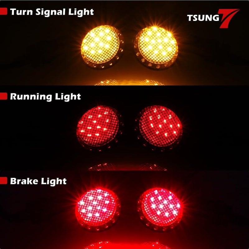 TSUNG 2PCS Motorcycle Rear Turn Signals LED Bullet Blinkers Tail Light Small Universal for Cruiser Chopper Bobber Cafe Racer Street Bike (SMD-Chrome-Red&Amber) - Image 3